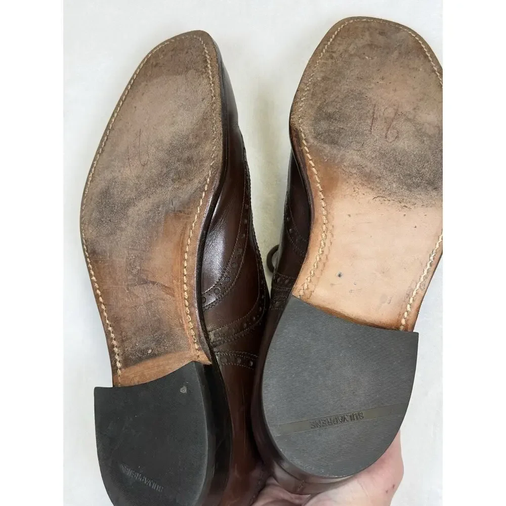 JOHNSTON & MURPHY ARISTOCRAFT Wingtip Brogue Shoe Men’s Sz 10 C/A Brown Lace VTG - Picture 9 of 10